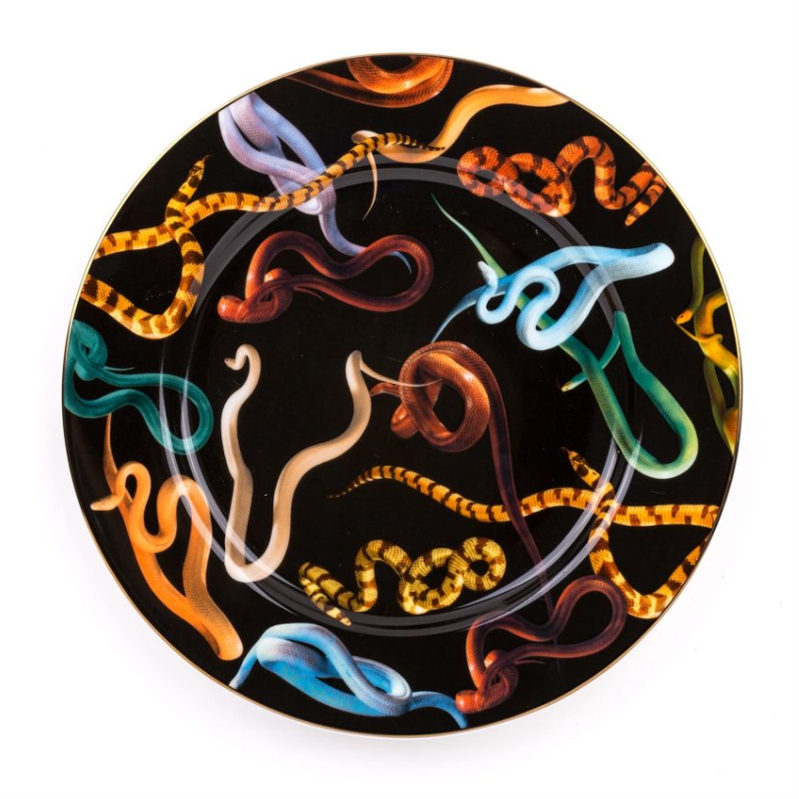 Тарелка Seletti Porcelain Plate Snakes Gold Border Мульти в Санкт-петербурге | Loft Concept 