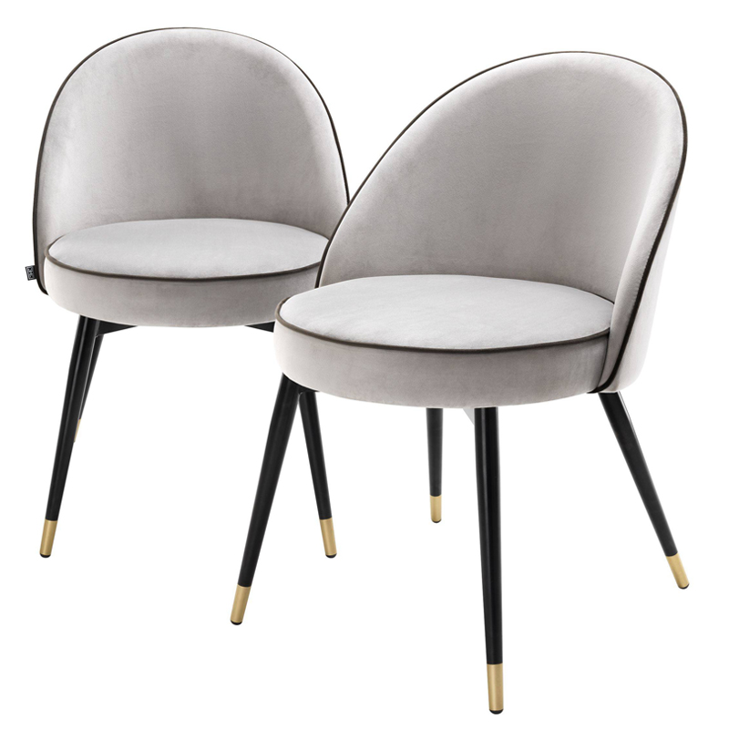 Комплект из двух стульев Eichholtz Dining Chair Cooper set of 2 light grey Светло-серый Черный Латунь в Санкт-петербурге | Loft Concept 