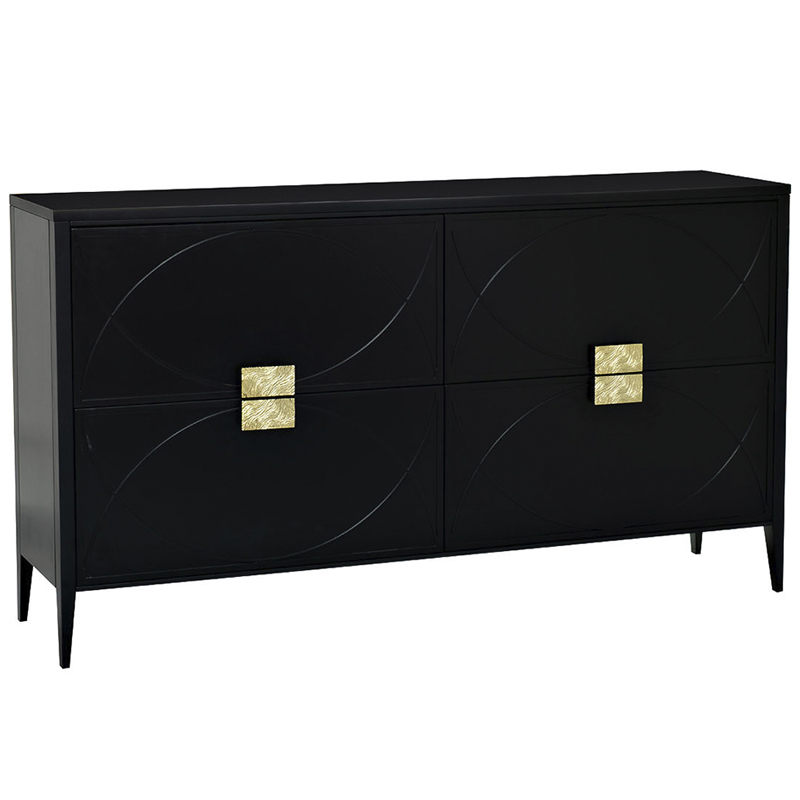 Комод с 4-мя ящиками Amelie Black Chest of Drawers Черный Черный Золотой в Санкт-петербурге | Loft Concept 