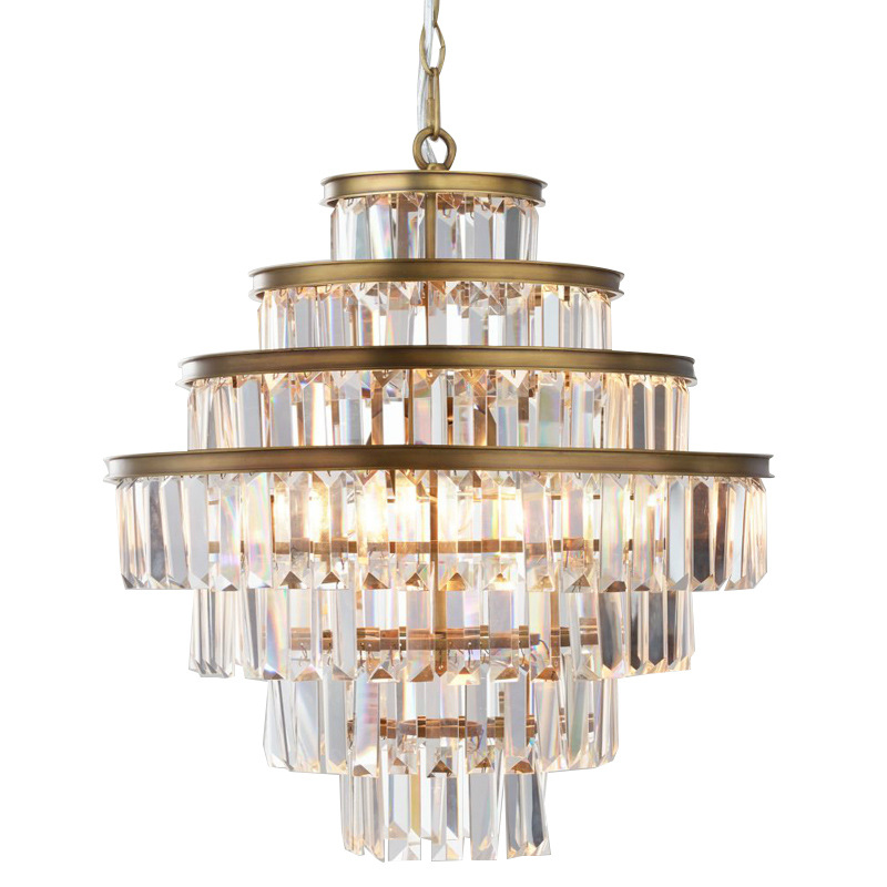 Люстра RH Alaine Crystal Large Pendant Antiqued Brass Золотой Прозрачное Стекло в Санкт-петербурге | Loft Concept 