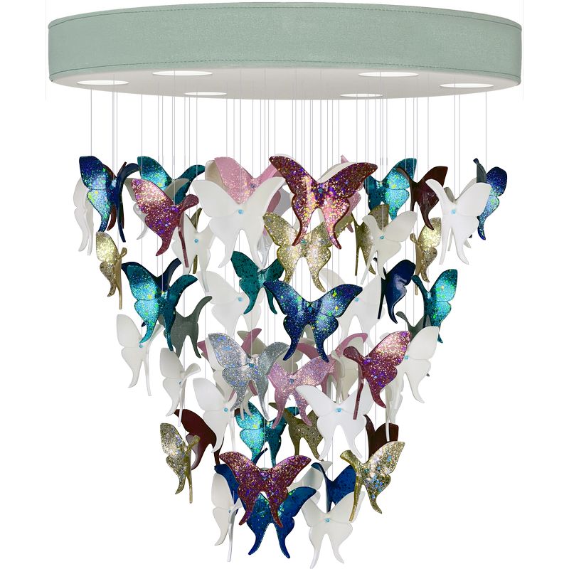 Люстра Цветные Бабочки Светло-Зеленая база Night Butterflies Chandelier Multi Color Зеленый Мульти в Санкт-петербурге | Loft Concept 