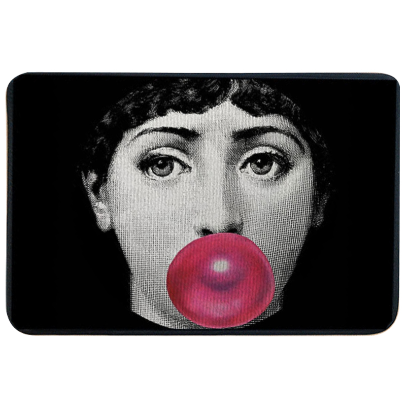 Ковер для прихожей и ванной Fornasetti Pink Bubblegum Rug Черно-белый Розовый в Санкт-петербурге | Loft Concept 