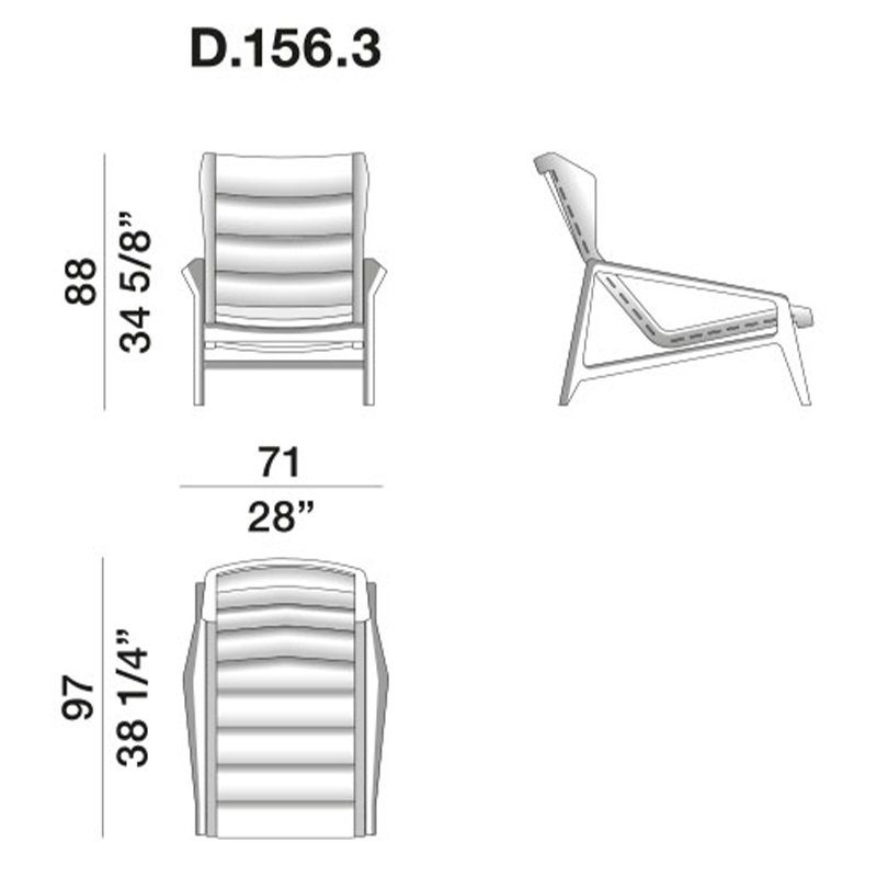 Дизайнерское кресло с подлокотниками из массива дерева Gio Ponti D.156.3 Armchair в Санкт-петербурге