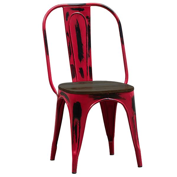 Кухонный стул Tolix Marais Chair Vintage Red Wood Бургундский красный Коричневый в Санкт-петербурге | Loft Concept 