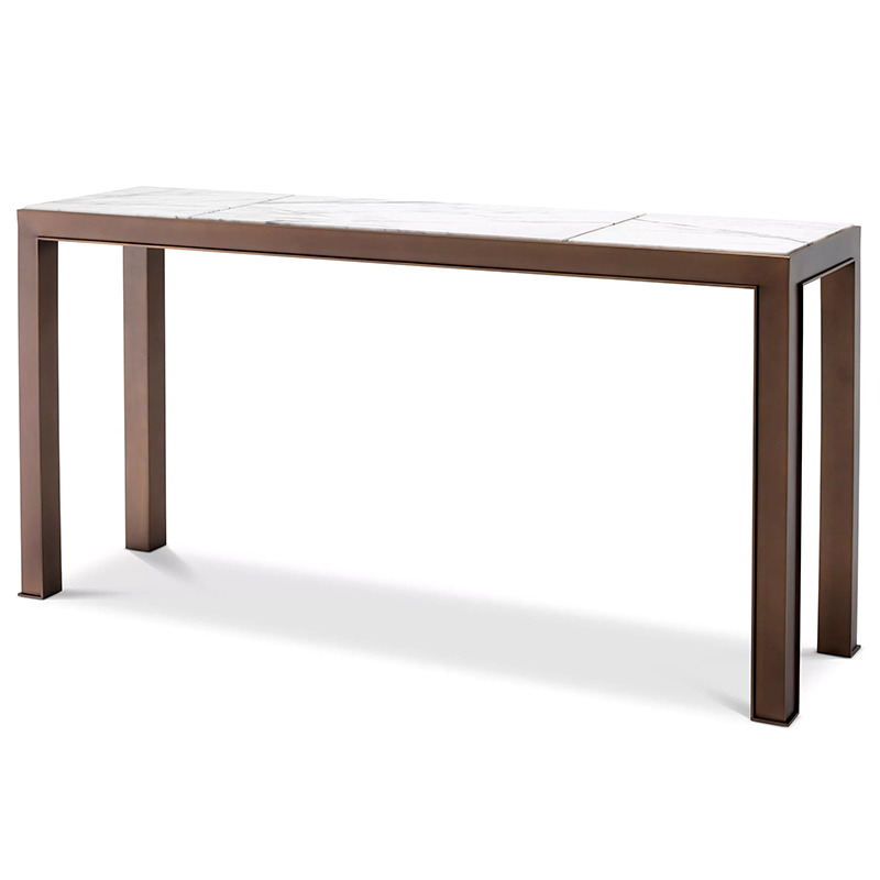 Консоль Eichholtz Console Table Tardieu Белый Мрамор Bianco Бронза Винтажная латунь в Санкт-петербурге | Loft Concept 