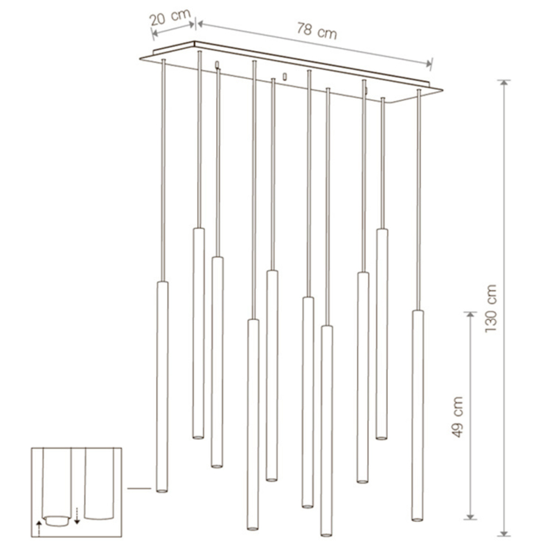 Светильник Trumpet Rectangle Black 10 плафонов в Санкт-петербурге