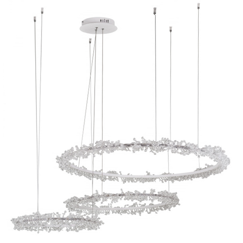 Люстра Crystal round chandelier 3 кольца Белый Прозрачный Белый в Санкт-петербурге | Loft Concept 