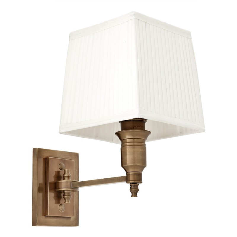 Бра Wall Lamp Lexington Single Brass+White Латунь Античная полированная Белый в Санкт-петербурге | Loft Concept 