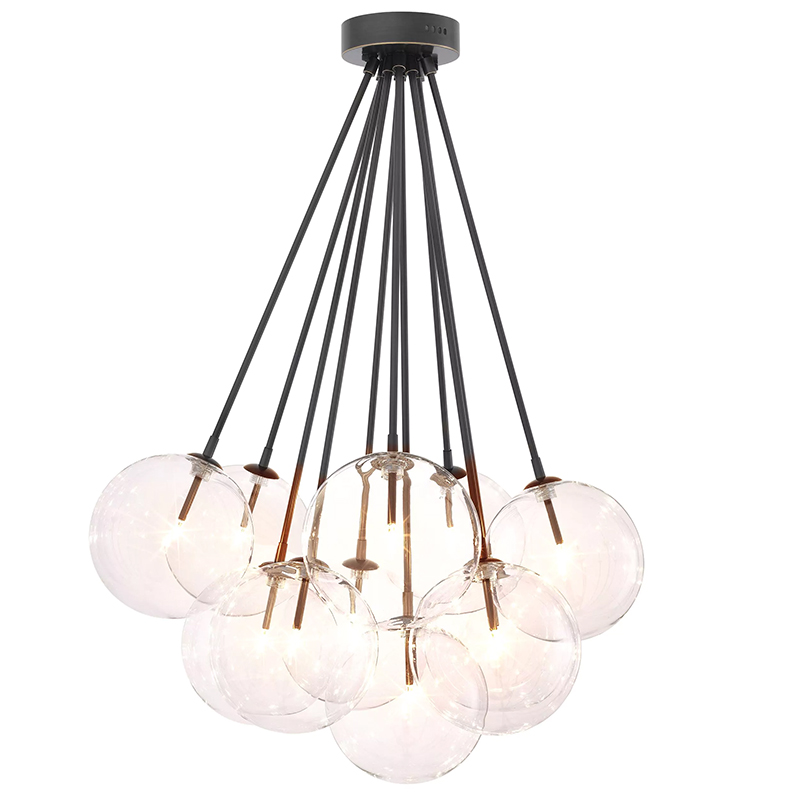 Люстра Eichholtz Ceiling Lamp Molecule Bronze Прозрачное Стекло Темная бронза в Санкт-петербурге | Loft Concept 