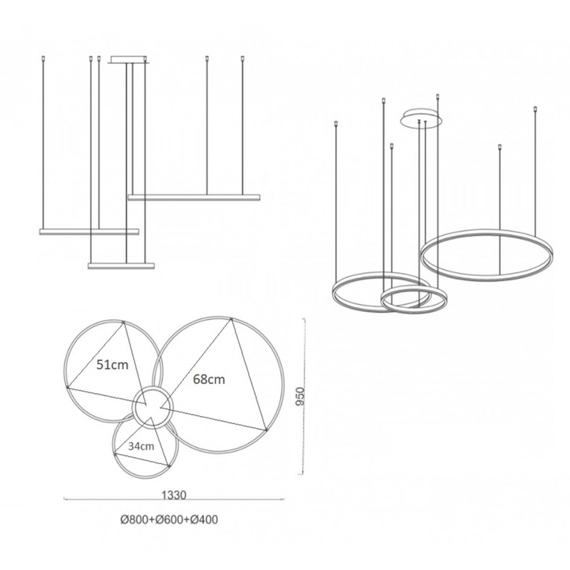 Люстра Crystal round chandelier 3 кольца Белый в Санкт-петербурге