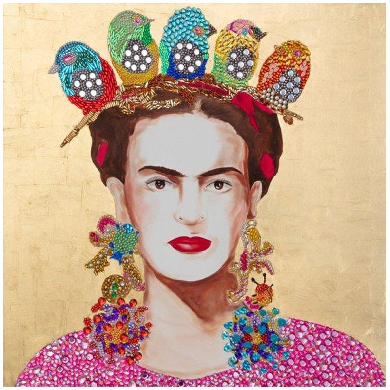 Картина Frida with Little Birds Crown and Gold Leaf Background Мульти в Санкт-петербурге | Loft Concept 