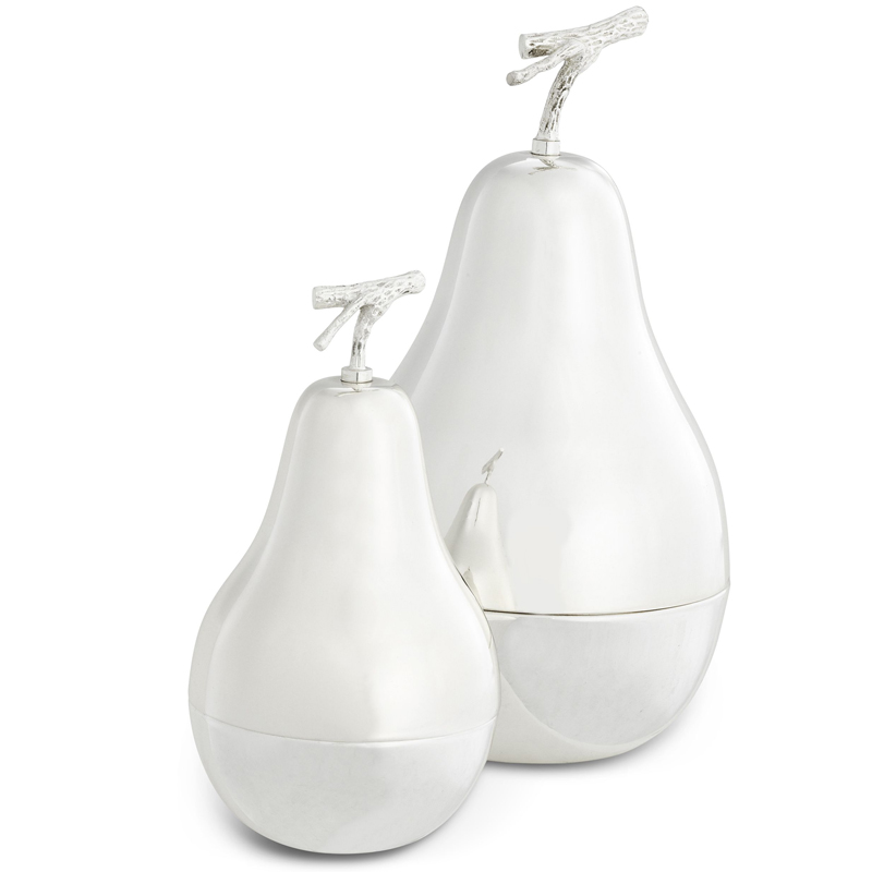 Комплект шкатулок Eichholtz Box Pear Set of 2 Silver Серебряный в Санкт-петербурге | Loft Concept 