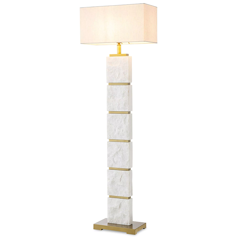 Торшер Eichholtz Floor Lamp Newton Marble Белый Мрамор Bianco Кремовый Латунь в Санкт-петербурге | Loft Concept 