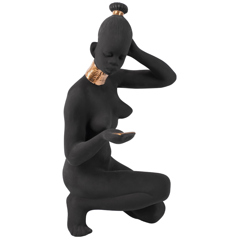 Статуэтка African Woman Sitting Statuette Черный Золотой в Санкт-петербурге | Loft Concept 