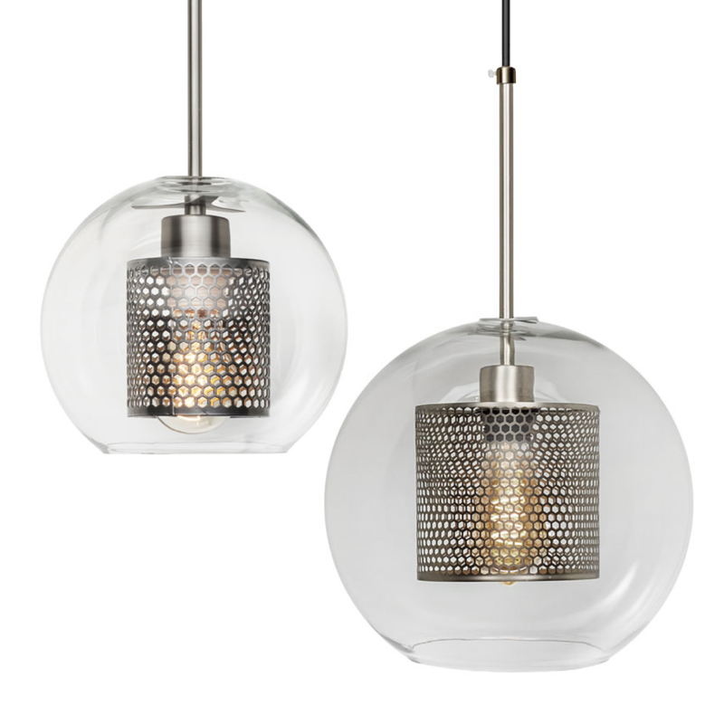 Perforated Vessel Pendant Lamp Nickel Ball Никель Прозрачное Стекло в Санкт-петербурге | Loft Concept 