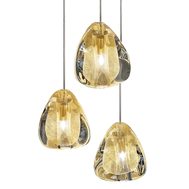 Подвесной светильник Mizu 1 Suspension Lamp Gold Янтарь (Amber) Хром в Санкт-петербурге | Loft Concept 