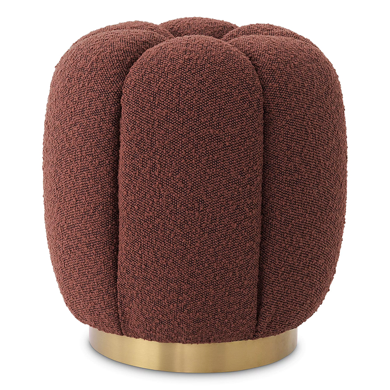 Пуф Eichholtz Stool Orchanic Boucle Rouge Бургундский красный Латунь в Санкт-петербурге | Loft Concept 