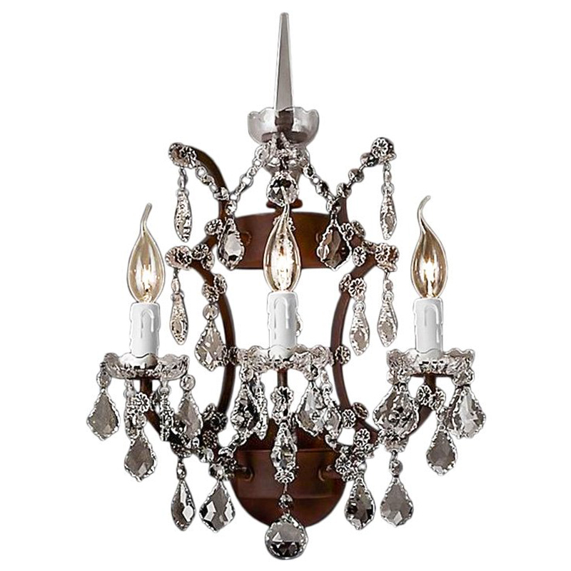 Бра 19th c. Rococo IRON & CLEAR CRYSTAL Brown Wall Lamp Коричневый винтаж Прозрачное Стекло в Санкт-петербурге | Loft Concept 