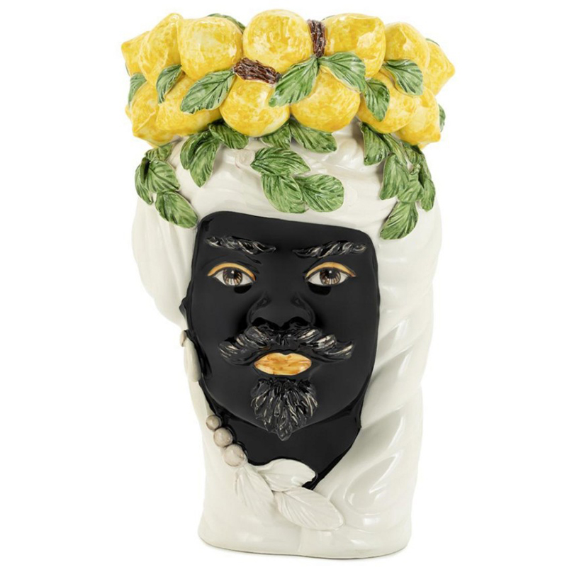 Ваза Vase Lemon Head Man White Белый Черный Желтый Зеленый в Санкт-петербурге | Loft Concept 