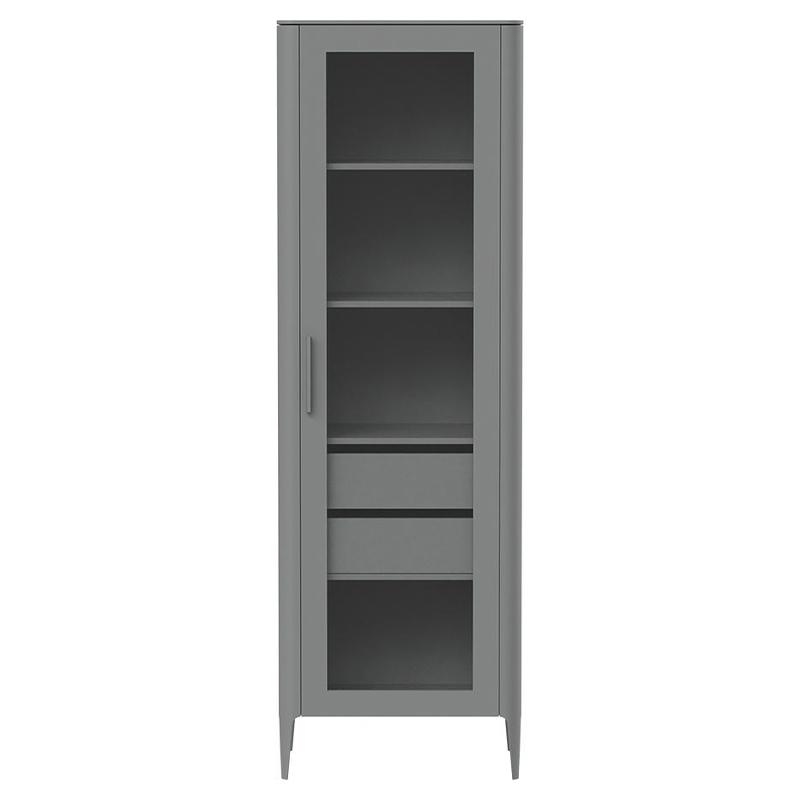 Витрина серая со стеклянной дверью с 4-мя полками и 2-мя ящиками Type  Серый в Санкт-петербурге | Loft Concept 