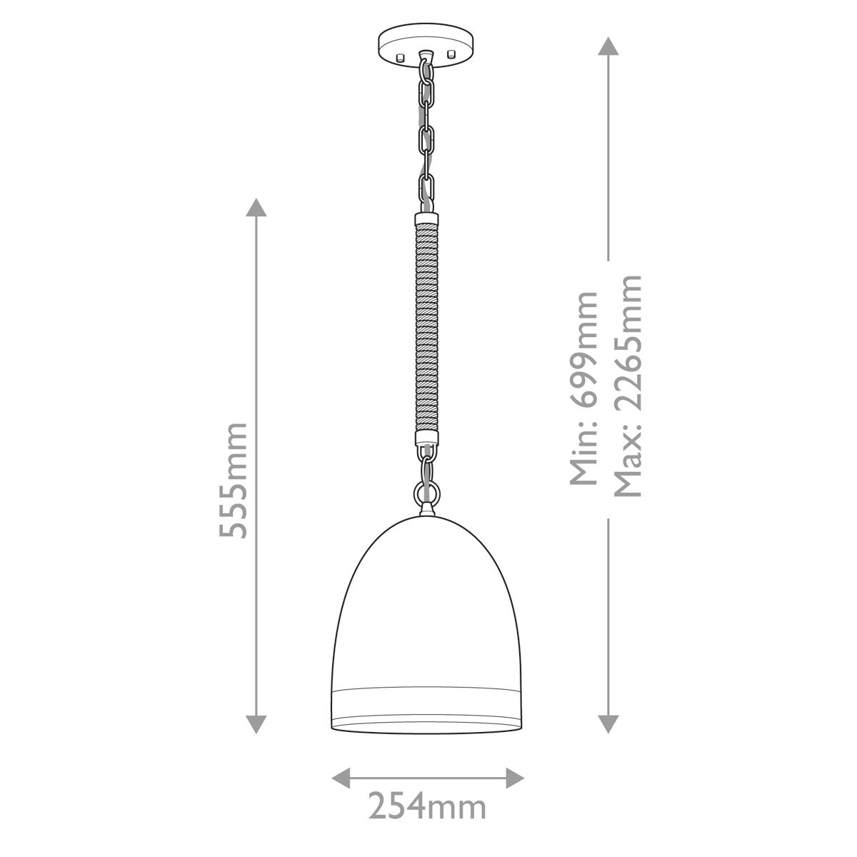 Подвесной светильник белый колоколообразный с декоративной обмоткой из веревки Hinkley в Санкт-петербурге