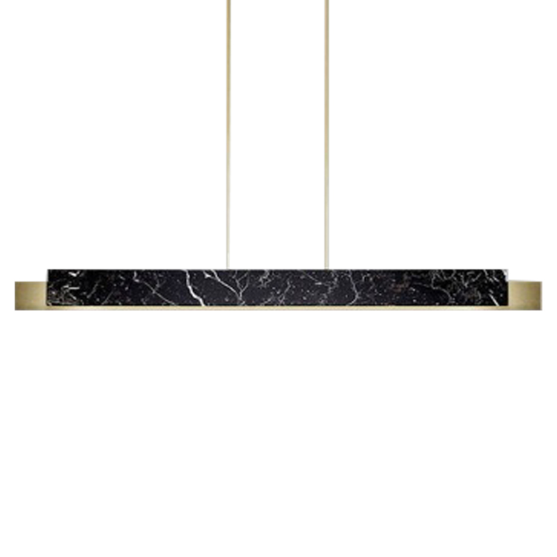 Люстра Leonce Marble Linear Chandelier Brass Черный Мрамор Nero Латунь в Санкт-петербурге | Loft Concept 