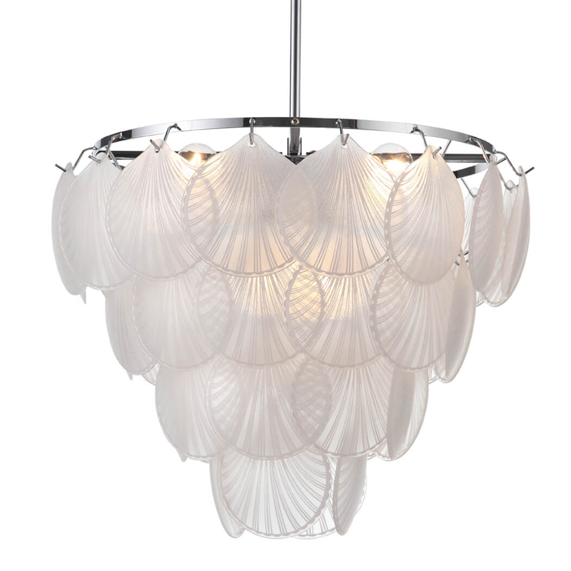 Люстра Glass Shells Suspension Chandelier Белый Хром в Санкт-петербурге | Loft Concept 