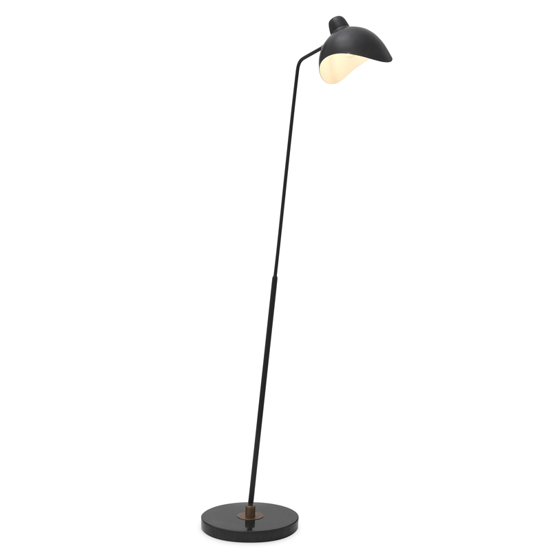 Торшер Eichholtz Floor Lamp Asta Черный Черный Мрамор Nero Латунь Античная полированная в Санкт-петербурге | Loft Concept 