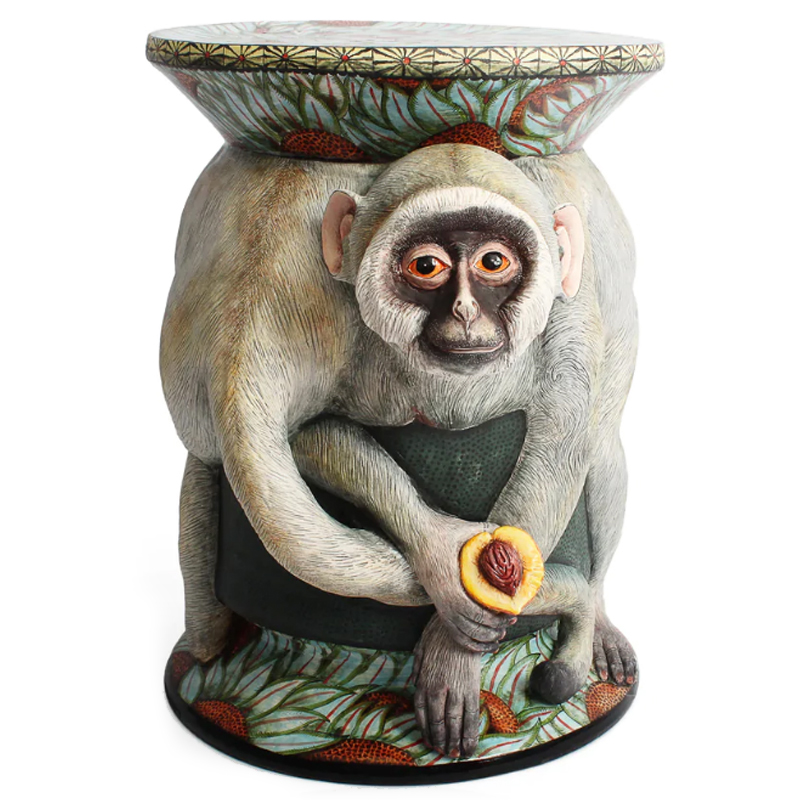 Табурет Обезьяна с фруктом ручная работа Monkey Side Table Серый в Санкт-петербурге | Loft Concept 