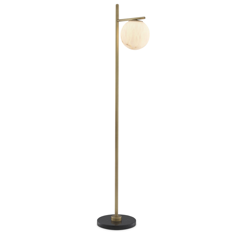 Торшер Eichholtz Floor Lamp Faloria Белый Латунь Античная полированная Черный Мрамор Nero в Санкт-петербурге | Loft Concept 