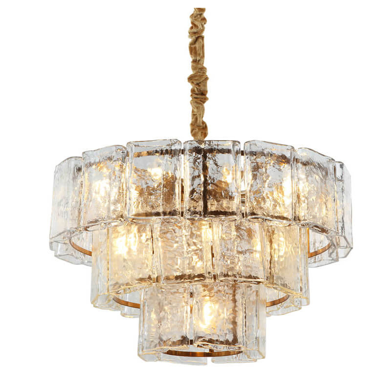 Люстра многоярусная Textured Glass Chandelier D60 Бронза Прозрачное Стекло в Санкт-петербурге | Loft Concept 