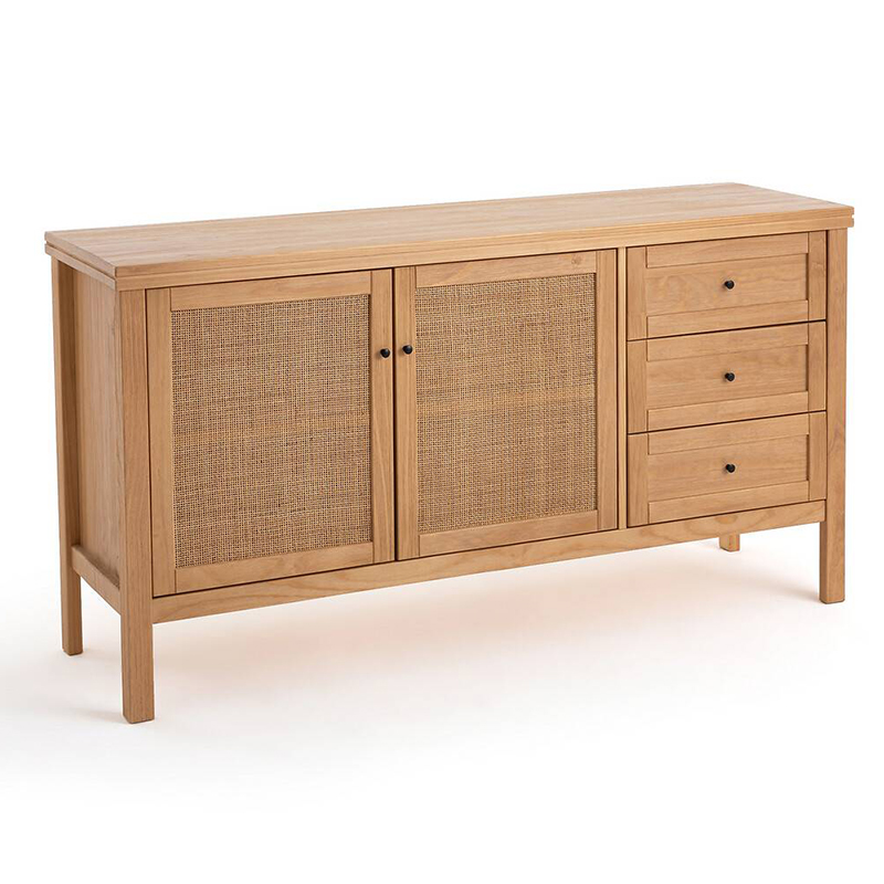 Комод в скандинавском стиле с 2-мя плетеными дверцами Niels Wicker Chest of drawers Древесина в Санкт-петербурге | Loft Concept 