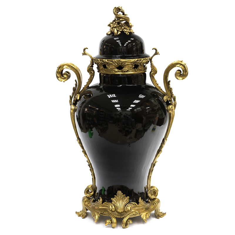 Большая ваза Selenia Black Vase Bronze Patterns Черный Бронза в Санкт-петербурге | Loft Concept 