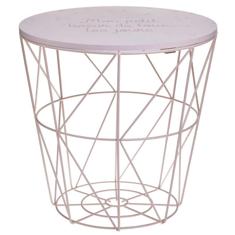 Круглый приставной стол-корзина Pink Wire Basket Side Table Розовый в Санкт-петербурге | Loft Concept 