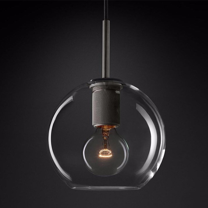 Подвесной светильник RH Utilitaire Globe Pendant Black Темная бронза Прозрачное Стекло в Санкт-петербурге | Loft Concept 