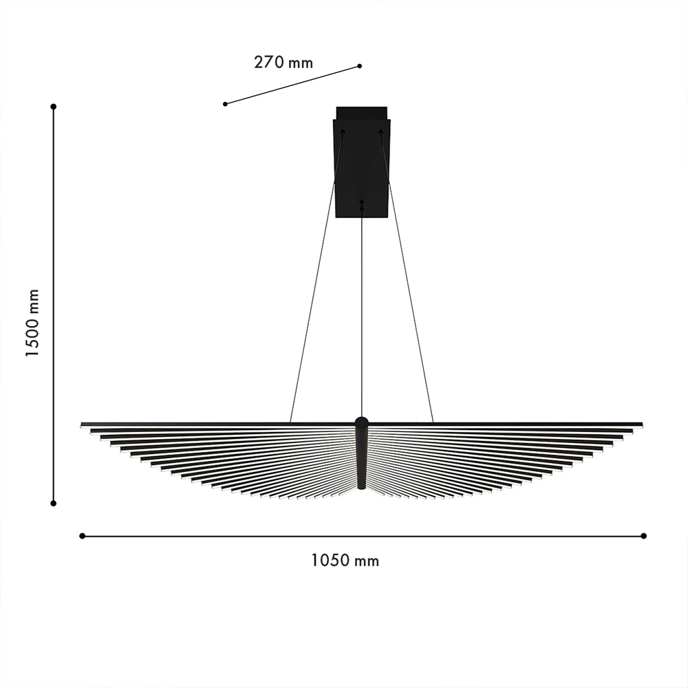 Люстра в виде распахнутых крыльев из тонких металлических планок Flight of Freedom в Санкт-петербурге