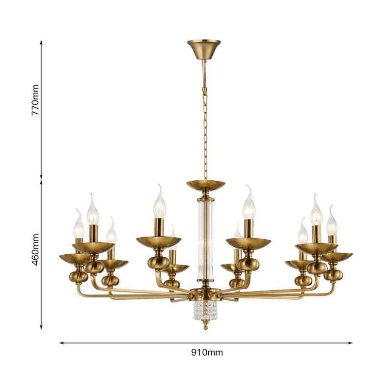 Люстра бронзового цвета со стеклянным декором Candelabrum D91 см в Санкт-петербурге