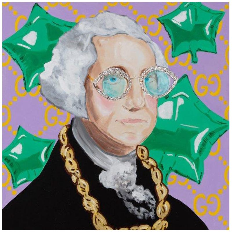 Картина George Washington with Green Mylar Balloons and Gucci Background Мульти в Санкт-петербурге | Loft Concept 