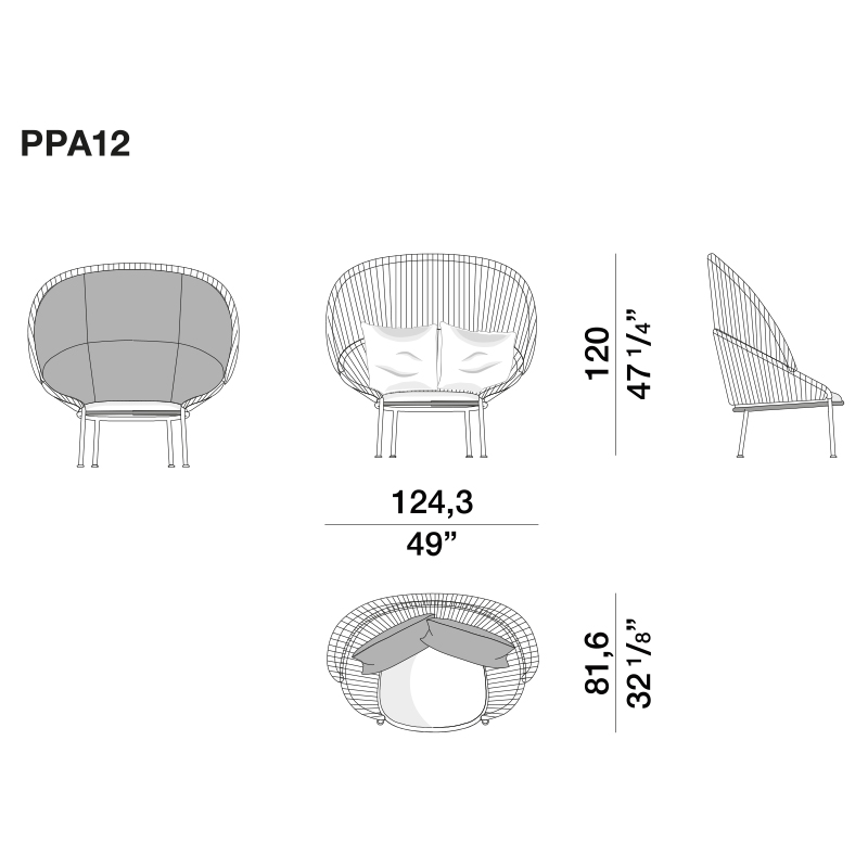 Дизайнерское уличное кресло с веревочной спинкой PETALO Armchair в Санкт-петербурге