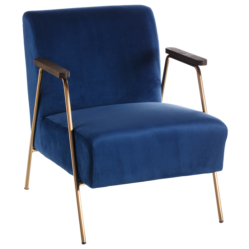 Кресло Domitila Armchair blue Синий Золотой Коричневый в Санкт-петербурге | Loft Concept 