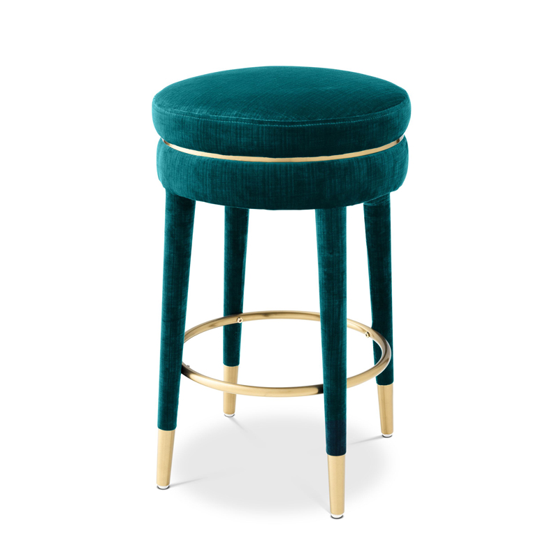 Полубарный стул Eichholtz Counter Stool Parisian blue Бирюзовый Латунь в Санкт-петербурге | Loft Concept 