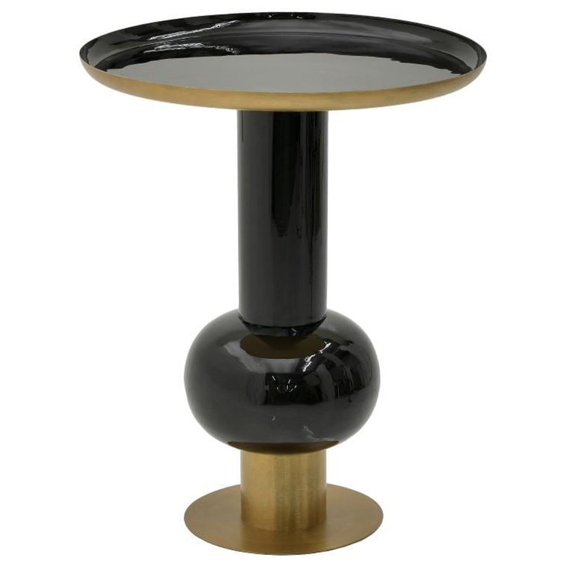 Круглый металлический приставной стол Calem Side Table Gold Black Золотой Черный в Санкт-петербурге | Loft Concept 