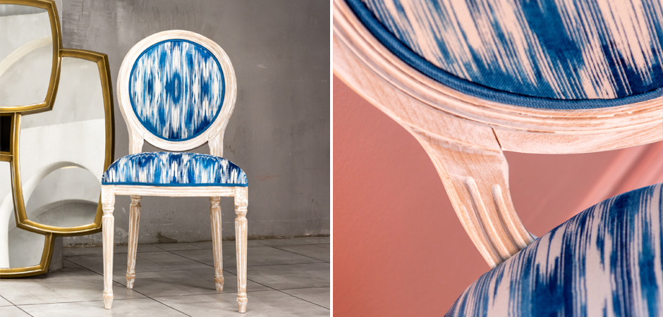 Стул с голубым узором Ikat Pattern - фото №1
