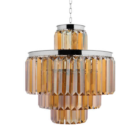 Люстра RH 1920s Odeon Smoke Chandelier 50/4 Янтарь (Amber) Хром в Санкт-петербурге | Loft Concept 