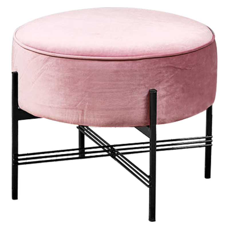 Пуф розовый велюровый Sanjay Velour Pouf Pink Дымчатая Роза Черный в Санкт-петербурге | Loft Concept 