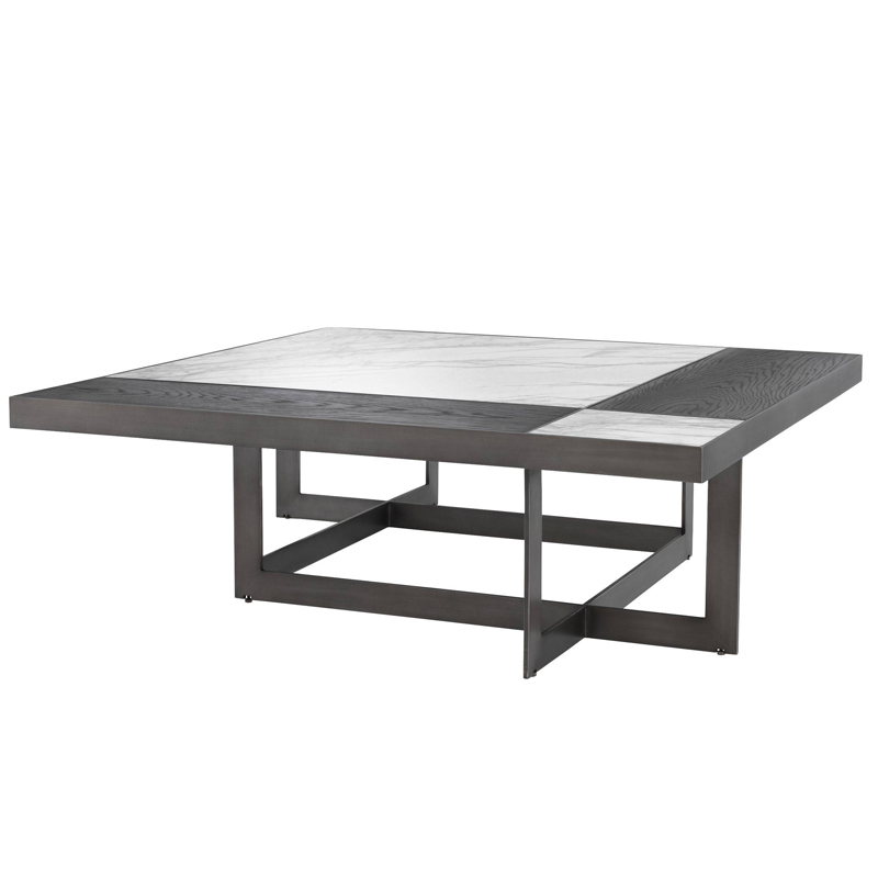 Кофейный стол Eichholtz Coffee Table Hermoza Мокко Белый Мрамор Bianco Темная бронза в Санкт-петербурге | Loft Concept 