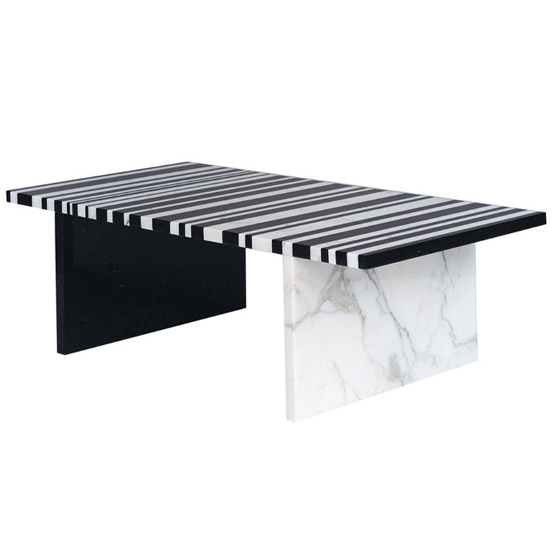 Кофейный стол CODICE A BARRE Black & White Marble Coffee Table Черно-белый Черный Мрамор Nero Белый Мрамор Bianco в Санкт-петербурге | Loft Concept 