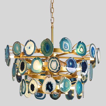 Люстра Agate Burst Chandelier 3 Round blue Зеленый Золотой в Санкт-петербурге | Loft Concept 