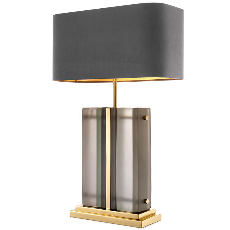 Настольная лампа Eichholtz Table Lamp Solana Brass Стекло Смок Латунь Серый в Санкт-петербурге | Loft Concept 