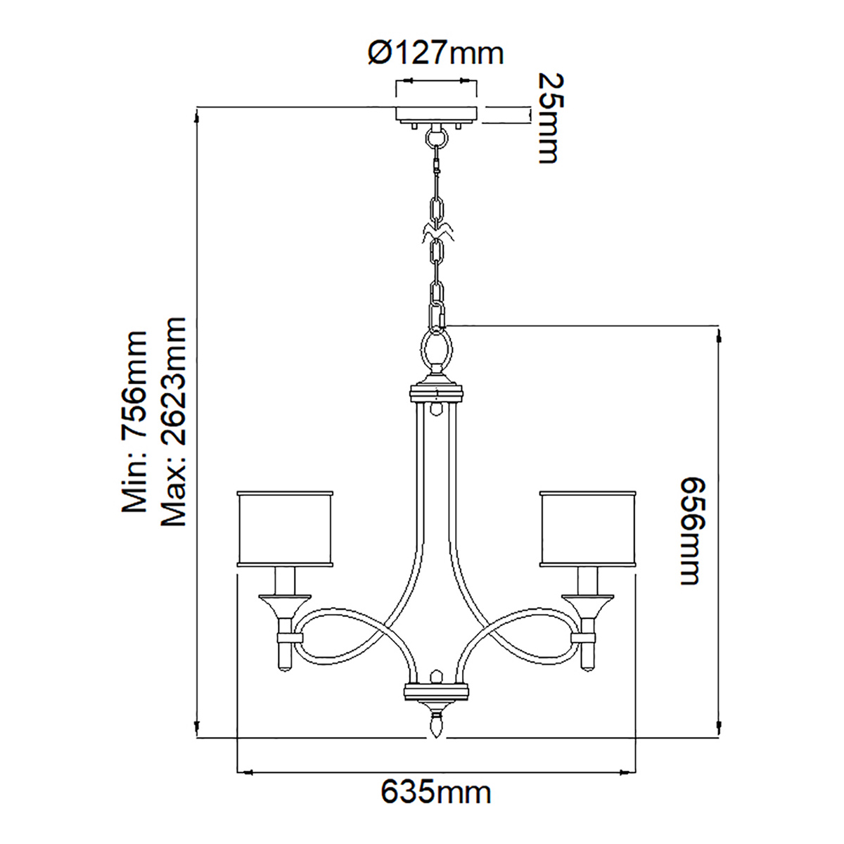 Люстра с белыми тканевыми абажурами в прозрачных стеклянных цилиндрах Kichler в Санкт-петербурге